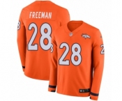 Men's Nike Denver Broncos #28 Royce Freeman Limited Orange Therma Long Sleeve NFL Jersey