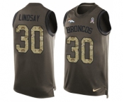Men's Nike Denver Broncos #30 Phillip Lindsay Limited Green Salute to Service Tank Top NFL Jersey