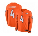 Men's Nike Denver Broncos #4 Case Keenum Limited Orange Therma Long Sleeve NFL Jersey