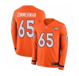 Men's Nike Denver Broncos #65 Gary Zimmerman Limited Orange Therma Long Sleeve NFL Jersey