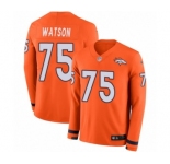 Men's Nike Denver Broncos #75 Menelik Watson Limited Orange Therma Long Sleeve NFL Jersey