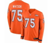 Men's Nike Denver Broncos #75 Menelik Watson Limited Orange Therma Long Sleeve NFL Jersey