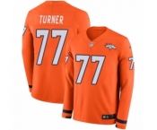 Men's Nike Denver Broncos #77 Billy Turner Limited Orange Therma Long Sleeve NFL Jersey
