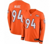 Men's Nike Denver Broncos #94 DeMarcus Ware Limited Orange Therma Long Sleeve NFL Jersey