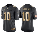 Nike Denver Broncos #10 Emmanuel Sanders Anthracite 2016 Christmas Gold Men's NFL Limited Salute to Service Jersey