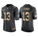 Nike Denver Broncos #13 Trevor Siemian Anthracite 2016 Christmas Gold Men's NFL Limited Salute to Service Jersey