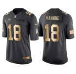 Nike Denver Broncos #18 Peyton Manning Anthracite 2016 Christmas Gold Men's NFL Limited Salute to Service Jersey