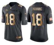 Nike Denver Broncos #18 Peyton Manning Anthracite 2016 Christmas Gold Men's NFL Limited Salute to Service Jersey