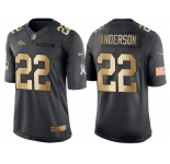 Nike Denver Broncos #22 C.J. Anderson Anthracite 2016 Christmas Gold Men's NFL Limited Salute to Service Jersey