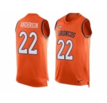 Nike Denver Broncos #22 C.J. Anderson Orange Team Color Men's Stitched NFL Limited Tank Top Jersey