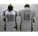 Nike Women denver broncos #18 peyton manning Platinum White Jerseys