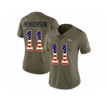 Women Nike Denver Broncos #11 Carlos Henderson Limited Olive USA Flag 2017 Salute to Service NFL Jersey