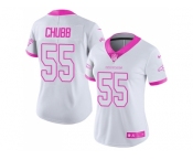 Women Nike Denver Broncos #55 Bradley Chubb White Pink Stitched NFL Limited Rush Fashion Jersey