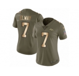 Women Nike Denver Broncos #7 John Elway Limited Olive Gold 2017 Salute to Service NFL Jersey