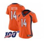 Women's Denver Broncos #14 Courtland Sutton Orange Team Color Vapor Untouchable Limited Player 100th Season Football Jersey