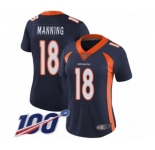 Women's Denver Broncos #18 Peyton Manning Navy Blue Alternate Vapor Untouchable Limited Player 100th Season Football Jersey