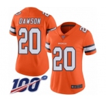 Women's Denver Broncos #20 Duke Dawson Limited Orange Rush Vapor Untouchable 100th Season Football Jersey