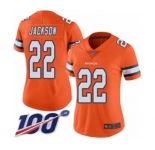 Women's Denver Broncos #22 Kareem Jackson Limited Orange Rush Vapor Untouchable 100th Season Football Jersey