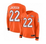 Women's Denver Broncos #22 Kareem Jackson Limited Orange Therma Long Sleeve Football Jersey
