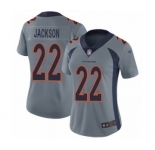 Women's Denver Broncos #22 Kareem Jackson Limited Silver Inverted Legend Football Jersey