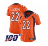 Women's Denver Broncos #22 Kareem Jackson Orange Team Color Vapor Untouchable Limited Player 100th Season Football Jersey