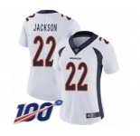 Women's Denver Broncos #22 Kareem Jackson White Vapor Untouchable Limited Player 100th Season Football Jersey