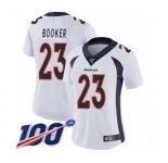 Women's Denver Broncos #23 Devontae Booker White Vapor Untouchable Limited Player 100th Season Football Jersey