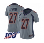 Women's Denver Broncos #27 Steve Atwater Limited Silver Inverted Legend 100th Season Football Jersey