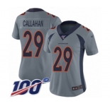Women's Denver Broncos #29 Bryce Callahan Limited Silver Inverted Legend 100th Season Football Jersey