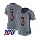 Women's Denver Broncos #3 Drew Lock Limited Silver Inverted Legend 100th Season Football Jersey