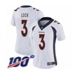 Women's Denver Broncos #3 Drew Lock White Vapor Untouchable Limited Player 100th Season Football Jersey