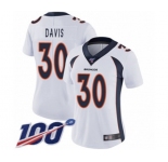 Women's Denver Broncos #30 Terrell Davis White Vapor Untouchable Limited Player 100th Season Football Jersey