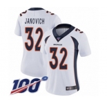 Women's Denver Broncos #32 Andy Janovich White Vapor Untouchable Limited Player 100th Season Football Jersey