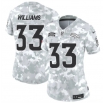 Women's Denver Broncos #33 Javonte Williams 2024 F.U.S.E Arctic Camo Salute To Service Limited Stitched Jers