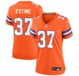 Women's Denver Broncos #37 Audric Estime Orange Mile High Collection 1977 Throwback Football Stitched Jersey