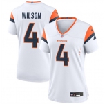 Women's Denver Broncos #4 Zach Wilson White 2024 Stitched Jersey
