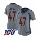 Women's Denver Broncos #47 Josey Jewell Limited Silver Inverted Legend 100th Season Football Jersey