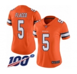 Women's Denver Broncos #5 Joe Flacco Limited Orange Rush Vapor Untouchable 100th Season Football Jersey