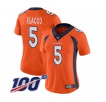 Women's Denver Broncos #5 Joe Flacco Orange Team Color Vapor Untouchable Limited Player 100th Season Football Jersey
