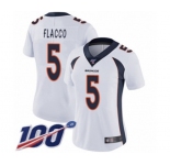 Women's Denver Broncos #5 Joe Flacco White Vapor Untouchable Limited Player 100th Season Football Jersey