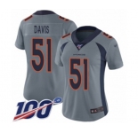 Women's Denver Broncos #51 Todd Davis Limited Silver Inverted Legend 100th Season Football Jersey