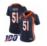 Women's Denver Broncos #51 Todd Davis Navy Blue Alternate Vapor Untouchable Limited Player 100th Season Football Jersey
