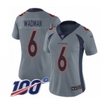 Women's Denver Broncos #6 Colby Wadman Limited Silver Inverted Legend 100th Season Football Jersey