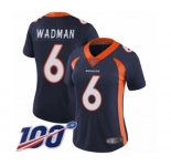 Women's Denver Broncos #6 Colby Wadman Navy Blue Alternate Vapor Untouchable Limited Player 100th Season Football Jersey