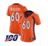 Women's Denver Broncos #60 Connor McGovern Orange Team Color Vapor Untouchable Limited Player 100th Season Football Jersey