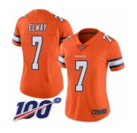 Women's Denver Broncos #7 John Elway Limited Orange Rush Vapor Untouchable 100th Season Football Jersey