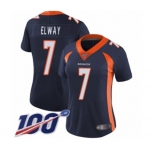 Women's Denver Broncos #7 John Elway Navy Blue Alternate Vapor Untouchable Limited Player 100th Season Football Jersey