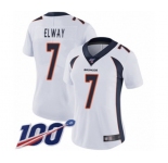 Women's Denver Broncos #7 John Elway White Vapor Untouchable Limited Player 100th Season Football Jersey