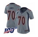 Women's Denver Broncos #70 Ja'Wuan James Limited Silver Inverted Legend 100th Season Football Jersey