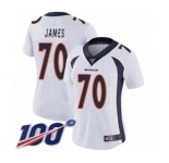 Women's Denver Broncos #70 Ja'Wuan James White Vapor Untouchable Limited Player 100th Season Football Jersey